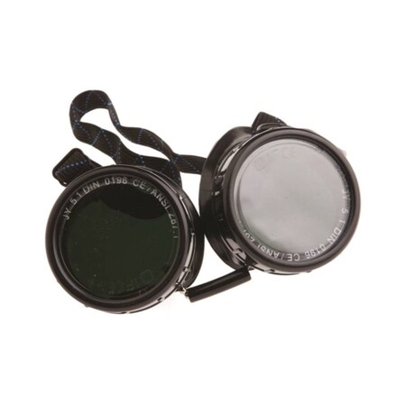 Brazing Goggles, 1.97 In Lens, Clear Lens, #5 Lens, Plastic Frame, Black/Green Frame